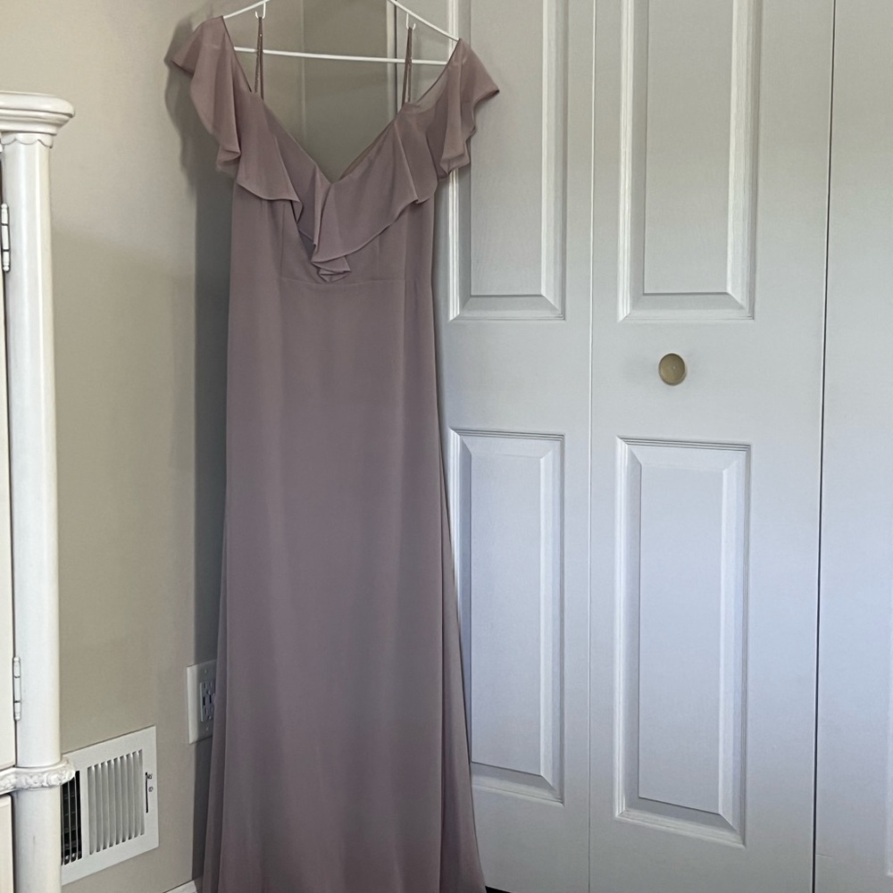 Bill Levkoff Cream Ruffled Maxi Gown - Picture 8 of 11